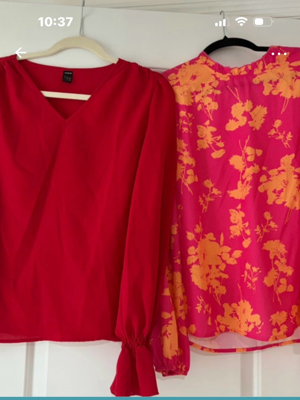 SHEIN Red V-Neck Long Sleeve Blouse